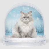Witte Kerstkat in een rood Pet Custom Pet Photo Sneeuwbol (Achterkant)