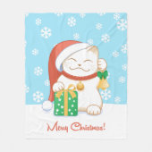 Witte kerstkat in een rood Pet Fleece Deken (Voorkant)