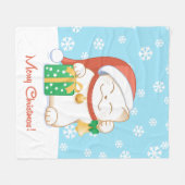 Witte kerstkat in een rood Pet Fleece Deken (Voorkant (Horizontaal))