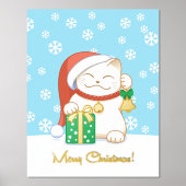 Witte kerstkat in een rood Pet Folie Afdrukken (Voorkant)