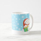 Witte kerstkat in een rood Pet Koffiemok (Voorkant rechts)