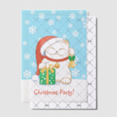 Witte Kerstkat in een rood Pet Party Insert Vellum Uitnodigingen (Offset (Uitnodiging))