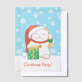 Witte Kerstkat in een rood Pet Party Insert Vellum Uitnodigingen (Offset)