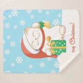 Witte kerstkat in een rood Pet Sherpa Deken (Voorkant (horizontaal))