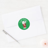 Witte Kerstkat in vakantie trui op maat Ronde Sticker (Envelop)