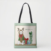 Witte Kerstkat Jollig Grappig Tote Bag (Voorkant)