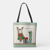 Witte Kerstkat Jollig Grappig Tote Bag (Achterkant)