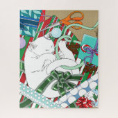 Witte Kerstkat Legpuzzel (Verticaal)