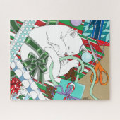 Witte Kerstkat Legpuzzel (Horizontaal)