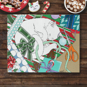 Witte Kerstkat Legpuzzel