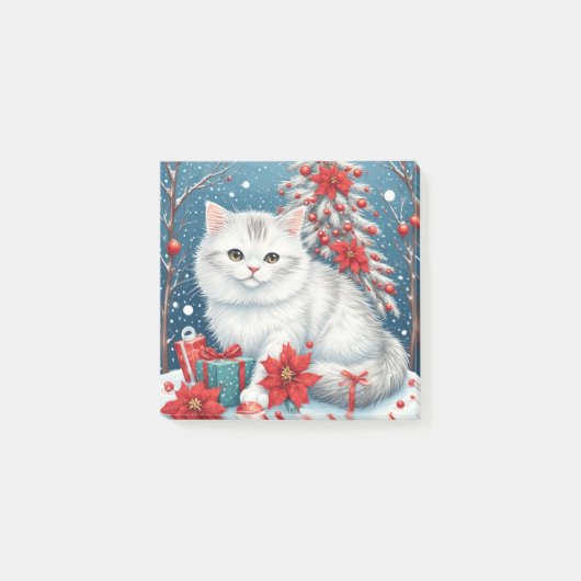Witte Kerstkat  Post-it® Notes (Voorkant)