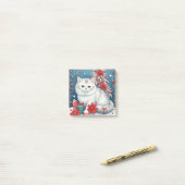 Witte Kerstkat  Post-it® Notes (Op bureau)
