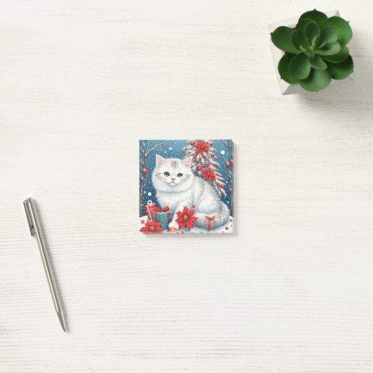 Witte Kerstkat Post-it® Notes (Kantoor)