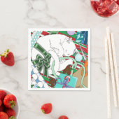 Witte Kerstkat Servet (Insitu)