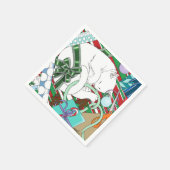 Witte Kerstkat Servet (Hoek)