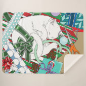 Witte Kerstkat Sherpa Deken (Voorkant (horizontaal))