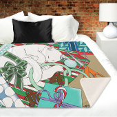 Witte Kerstkat Sherpa Deken