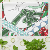 Witte Kerstkat Theedoek (Gevouwen)