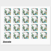 Witte Kerstkat Vierkante Sticker (Vel)
