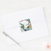 Witte Kerstkat Vierkante Sticker (Envelop)