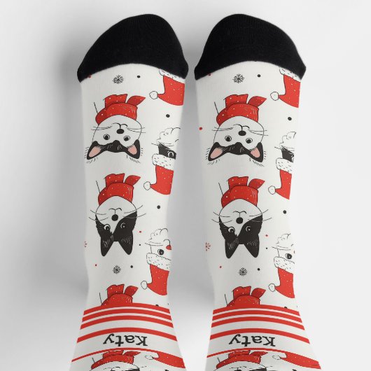  witte kerstkatten sokken (Top)