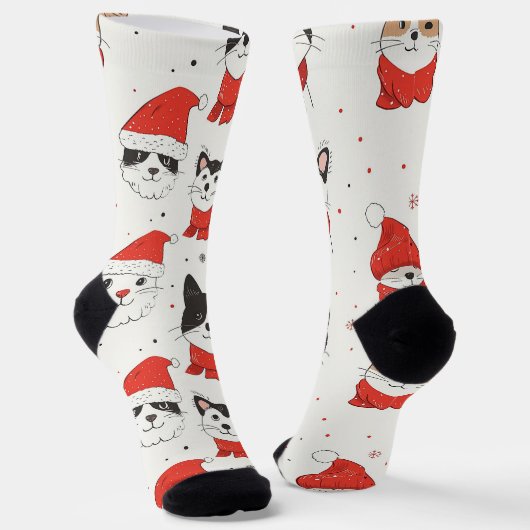 Witte kerstkatten sokken (Gebogen)