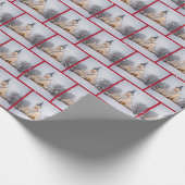 Witte Kerstkerk met sneeuwvlokken Cadeaupapier (Hoek)