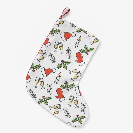 Witte kerstkerstkerstkerstkerstman en Champagne Pa Kleine Kerstsok (Voorkant (Hangend))
