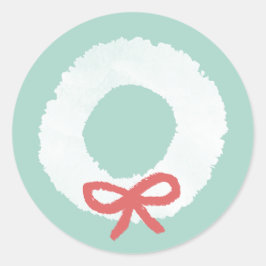 Witte Kerstkrans Classic ronde Sticker