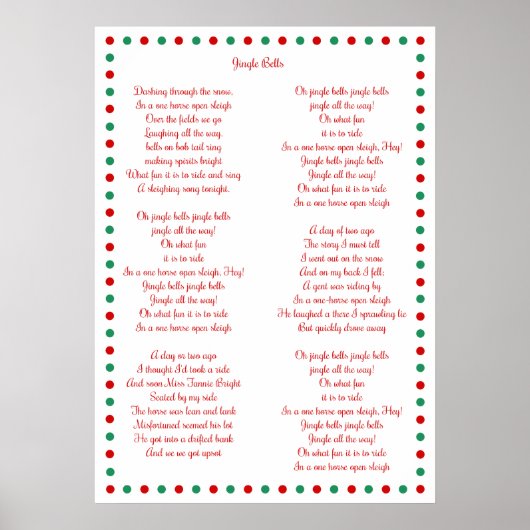 Witte Kerstlied Jingle Bells Posters 20"x28" (Voorkant)