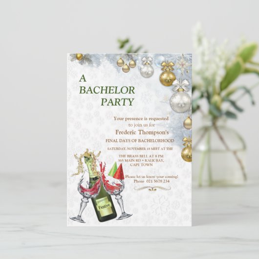 Witte Kerstman Bachelorfeest (Staand voorkant)