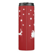 Witte Kerstman Kerst slee en aangepaste naam op ro Thermosbeker (Achterkant)
