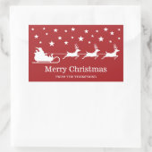 Witte Kerstman slee en vrolijk kerstfeest tekst op Rechthoekige Sticker (Tas)