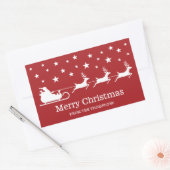Witte Kerstman slee en vrolijk kerstfeest tekst op Rechthoekige Sticker (Envelop)