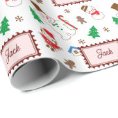 Witte Kerstman, Sneeuwman Gingerbread Vakantie Cadeaupapier (Rol Hoek)