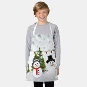 Witte Kerstman Sneeuwpop / Sneeuwscène voor Kinder Schort (Gedragen)