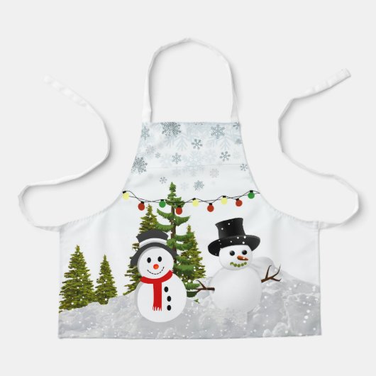 Witte Kerstman Sneeuwpop / Sneeuwscène voor Kinder Schort (Voorkant)