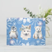 Witte Kerstmis Arctische Dieren Kerstkaart (Staand voorkant)