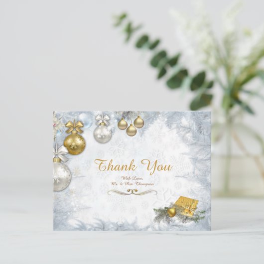 Witte Kerstmis Dank je Briefkaart (Staand voorkant)