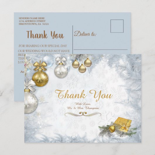 Witte Kerstmis Dank je Briefkaart (Voorkant / Achterkant)