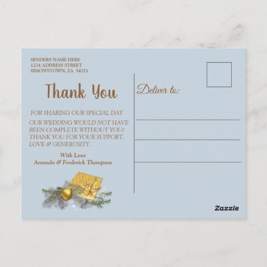 Witte Kerstmis Dank je Briefkaart (Achterkant)