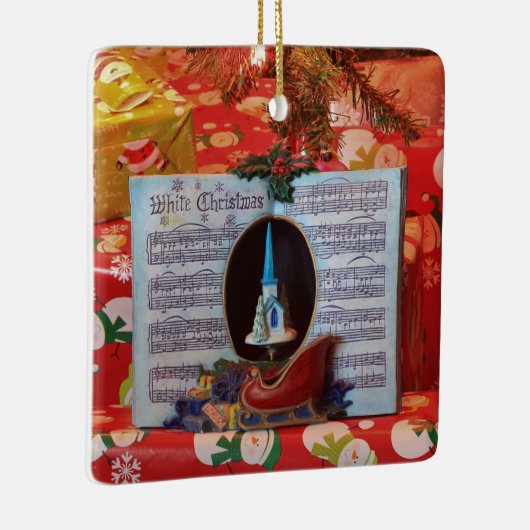 Witte Kerstmis en Sinterklank Keramisch Ornament (Rechts)