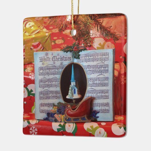 Witte Kerstmis en Sinterklank Keramisch Ornament (Links)