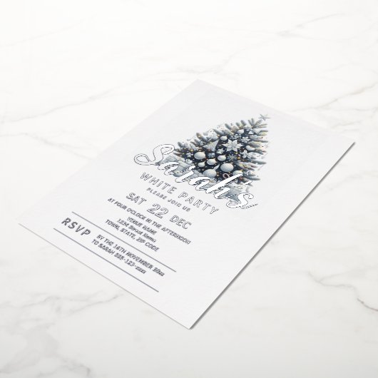 Witte Kerstmis feestdag Folie Uitnodiging (Gedraaid)