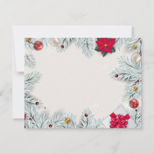 Witte Kerstmis Frame Achtergrond  Feestdagenkaart (Voorkant)