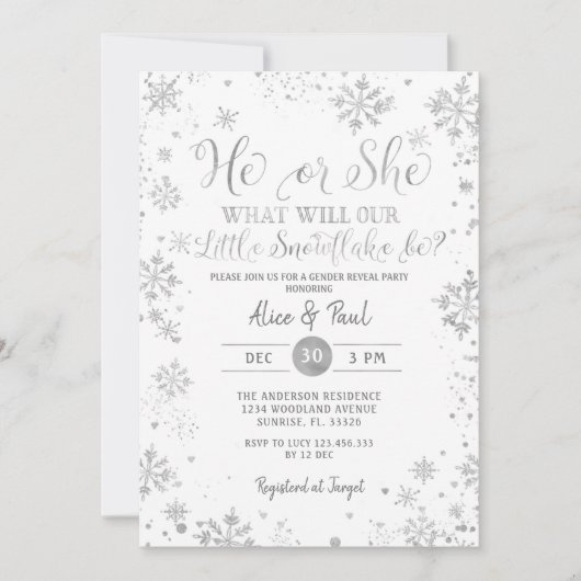 Witte Kerstmis Hij of Zij Geslacht Onthullen Parti Kaart (Voorkant)
