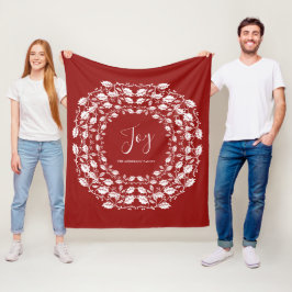 Witte Kerstmis Holly Joy | Gepersonaliseerd rood Fleece Deken