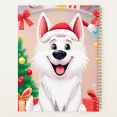 🎁Witte Kerstmis Hond Kerstman Hoed Cadeaubon Idee Planner (Achterkant)