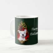 Witte kerstmis koffiemok (Voorkant links)