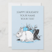 witte Kerstmis Konijn Haas Kaart (Voorkant)